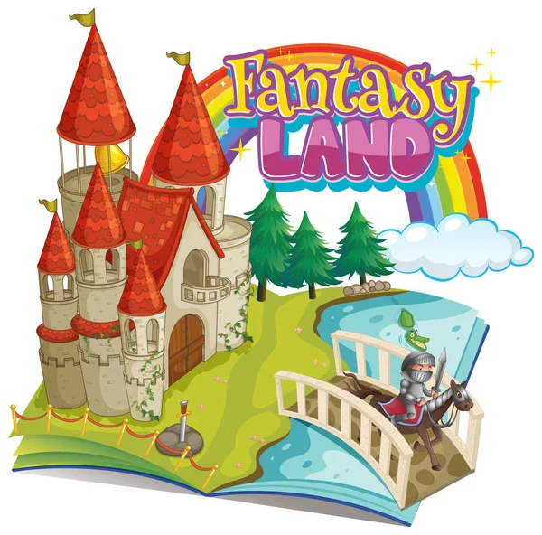 Projektowanie Czcionki Dla Word Fantasy Lan Big Castle Story Book — Wektor stockowy