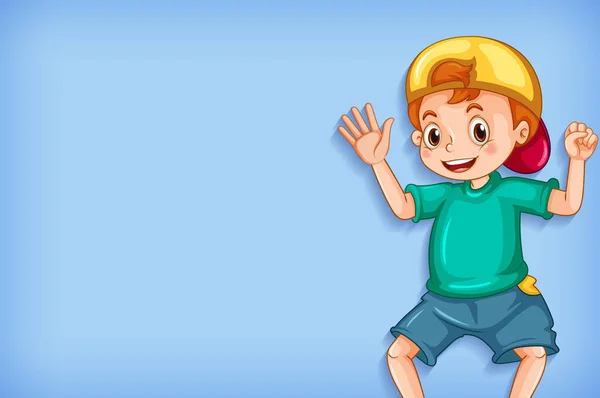 Απλό Φόντο Χαρούμενο Αγόρι Πράσινο Πουκάμισο Εικονογράφηση — Διανυσματικό Αρχείο