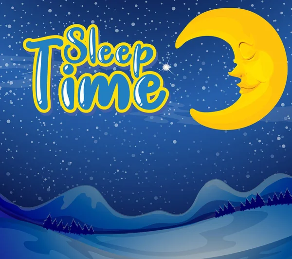 Poster Design Für Wort Schlaf Zeit Mit Mond Hintergrund — Stockvektor