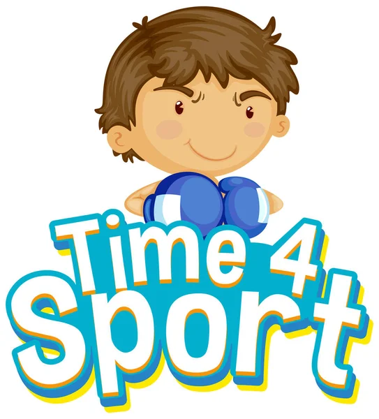 Font Design Word Time Sport Boy Boxing Illustration — Stock Vector