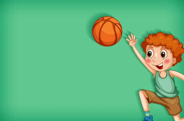 Návrh Šablony Pozadí Chlapcem Hrát Basketbal Ilustrace — Stockový vektor