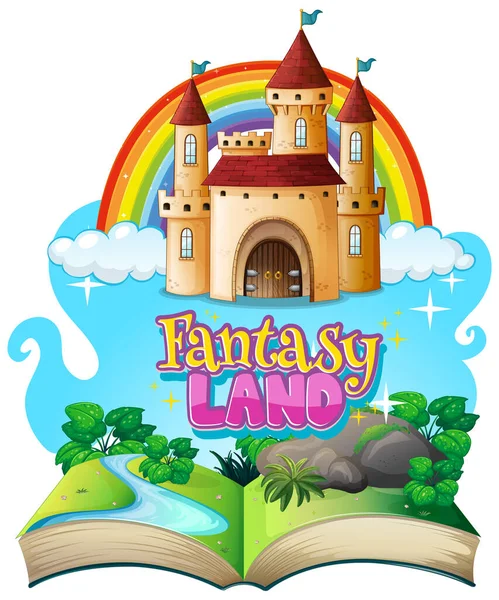 Projektowanie Czcionki Dla Word Fantasy Lan Castle Towers Book Illustration — Wektor stockowy