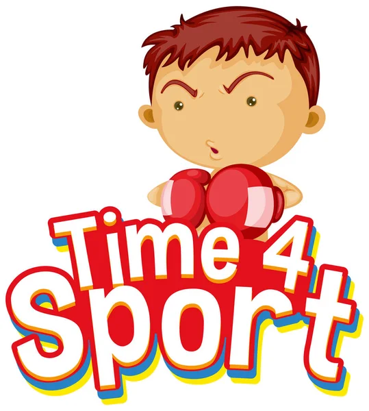 Lettertype Design Word Time Sport Boy Boxing Clothes Illustration — Stockvector