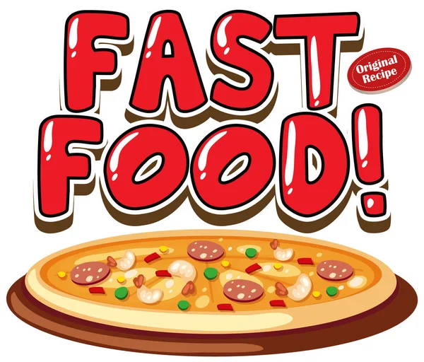 Design Fonte Para Fast Food Palavra Com Pizza Fundo Branco —  Vetores de Stock