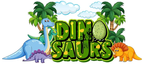 Projektowanie Czcionki Dla Word Dinosaurs Many Dinosaurs Park Illustration — Wektor stockowy