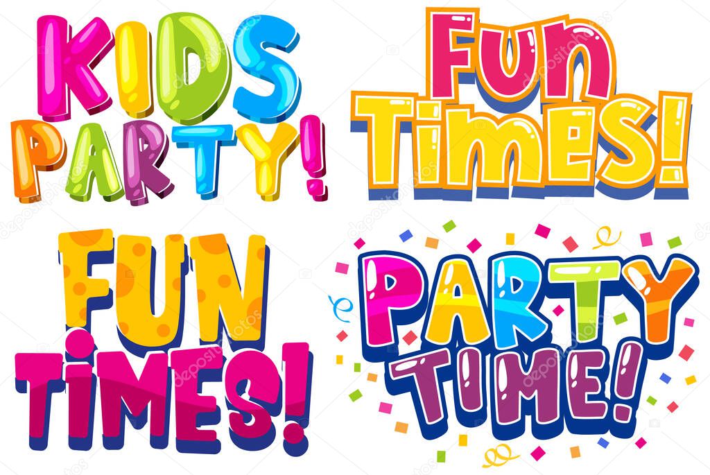 Font design for words related to party illustration