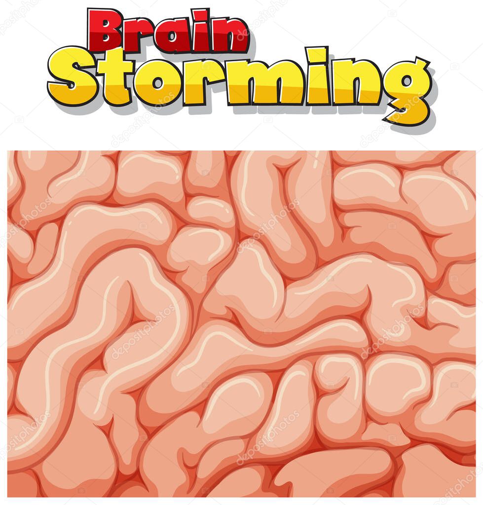 Font design for word brain storming with brain in background illustration
