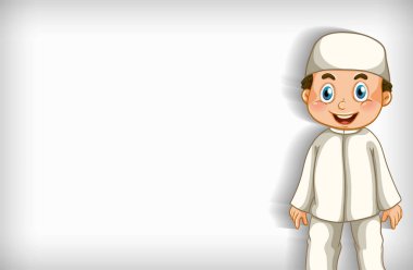 Mutlu Müslüman çocuk çizimleriyle arka plan şablonu tasarımı