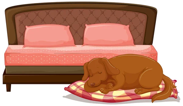 Evcil Hayvan Yatağında Uyuyan Köpek Sahnesi — Stok Vektör