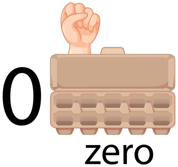 Nombre Zéro Avec Oeufs Dans Illustration Carton — Image vectorielle