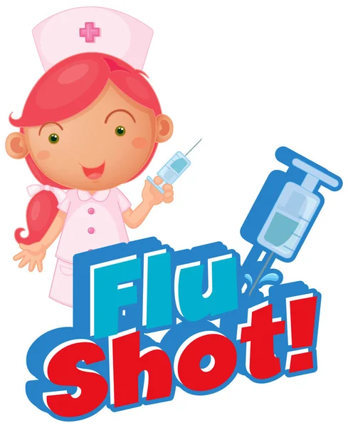 Návrh Písma Pro Word Flu Shot Nurse Needles Illustration — Stockový vektor