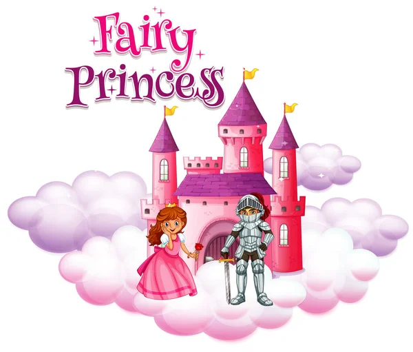 Font Design Template Word Fairy Princess Knight Princess Illustration — Stock Vector