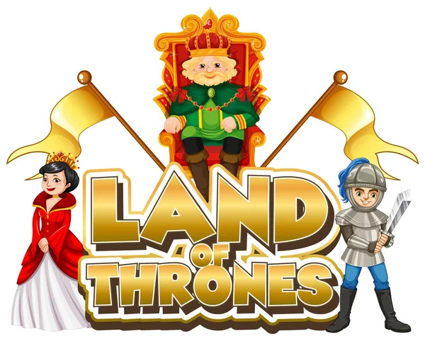 Font Design Word Land Thrones King Illustration — Stock Vector