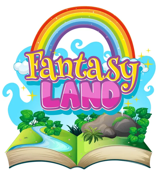 Projektowanie Czcionki Dla Word Fantasy Land Scene Book Illustration — Wektor stockowy