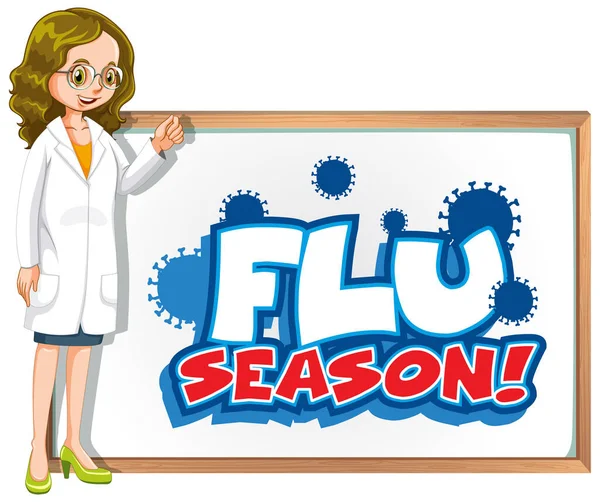 Font Design Word Flu Season Doctor Board Illustration — Stock Vector