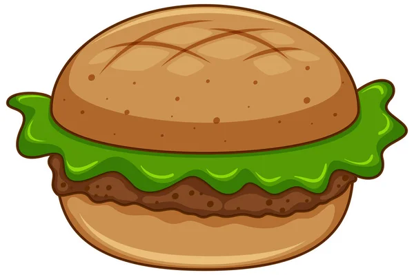 Marha Burger Zöld Salátával Fehér Háttér Illusztráció — Stock Vector