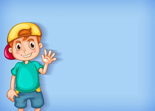Σχεδιασμός Προτύπου Φόντου Χαρούμενο Αγόρι Κυματίζει Χέρι Εικονογράφηση — Διανυσματικό Αρχείο