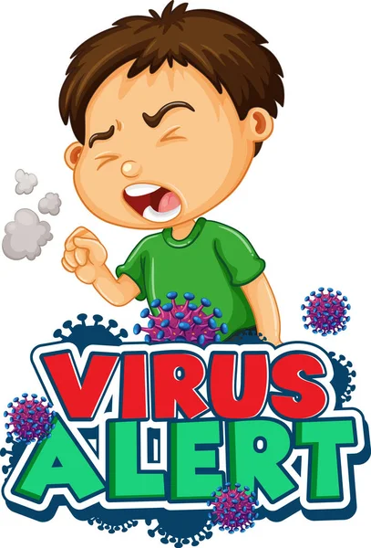 Projekt Czcionki Dla Word Virus Alert Sick Boy Coughing Illustration — Wektor stockowy