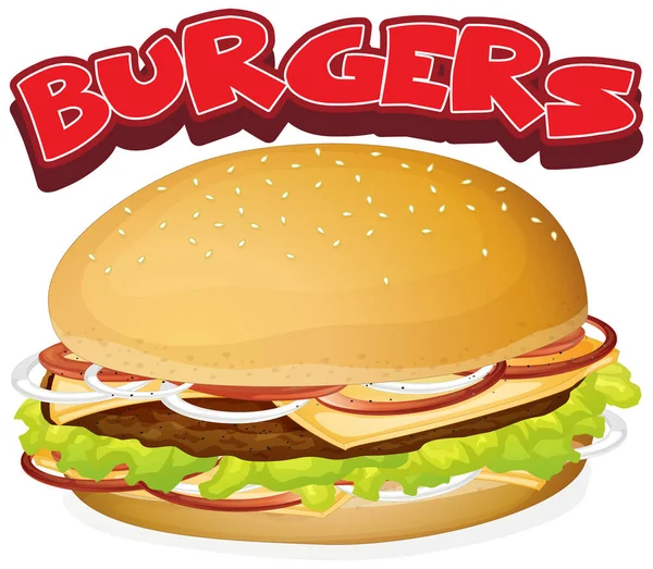 Schriftdesign Für Wort Burger Mit Cheesburger Illustration — Stockvektor