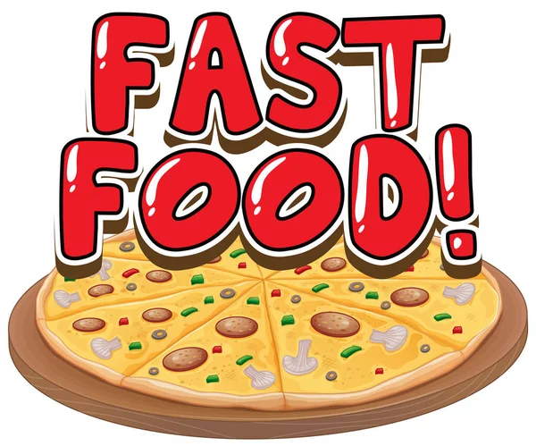 Design Fonte Para Fast Food Palavra Com Pizza Fundo Branco —  Vetores de Stock