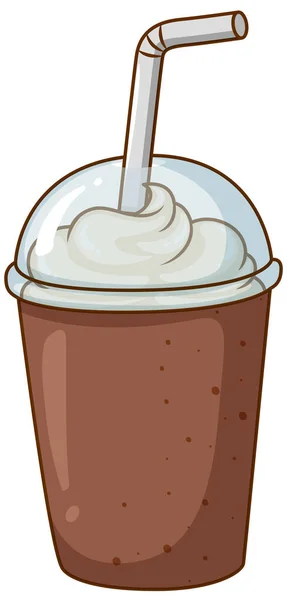 Copa Batido Chocolate Con Crema Sobre Fondo Blanco Ilustración — Vector de stock