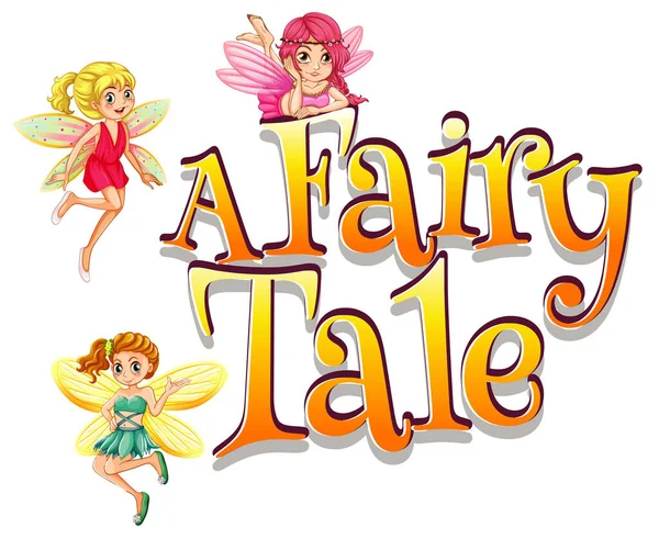 Projektowanie Czcionki Dla Word Fairy Tale Many Fairies Flying Illustration — Wektor stockowy