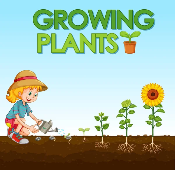 Scene Kid Planting Trees Garden Illustration Royalty Free Stock Vectors