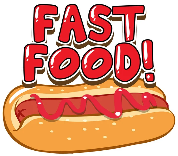 Schriftdesign Für Wort Fast Food Mit Hotdog Auf Weißem Hintergrund — Stockvektor
