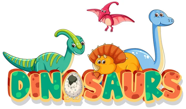 Diseño Fuente Para Dinosaurios Palabras Con Muchos Tipos Dinosaurios Sobre — Vector de stock