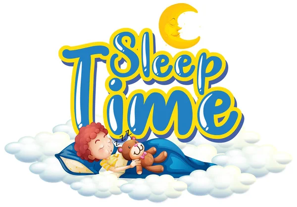 男婴夜间睡眠单词睡眠时间字体设计说明 — 图库矢量图片