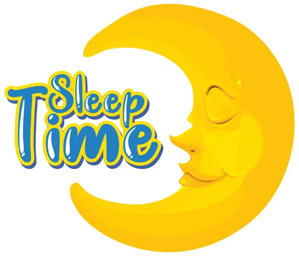 Lettertype Design Voor Woord Slaap Tijd Met Happy Moon Illustratie — Stockvector