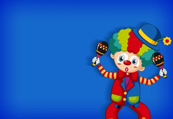 Фоновый Дизайн Шаблона Забавной Иллюстрацией Клоуна Играющего Маракасы — стоковый вектор