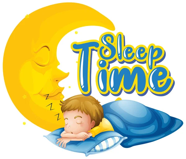 Diseño Fuente Para Palabra Tiempo Sueño Con Niño Durmiendo Por — Archivo Imágenes Vectoriales