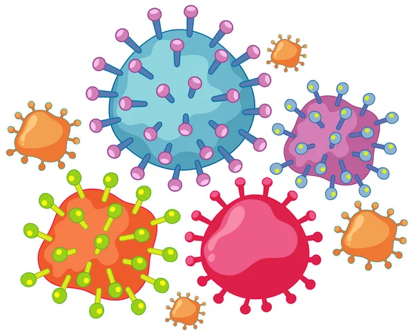 白底图上有许多可怕的病毒细胞 — 图库矢量图片