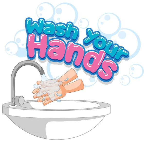 Händewaschen Mit Gewaschenen Händen Illustration — Stockvektor