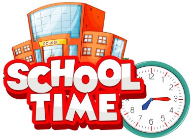 Beyaz arkaplan illüstrasyonunda kelime okulu için yazı tipi tasarımı