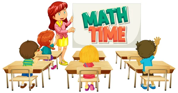 Font Design Word Math Time Teacher Students Classroom Illustration — Stock Vector