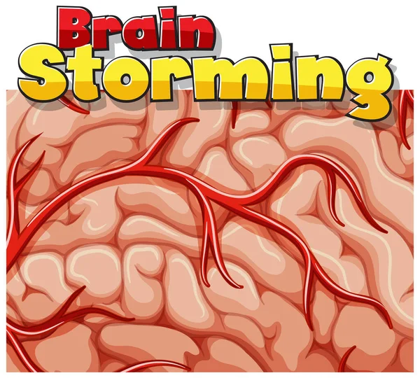 Desain Fonta Untuk Kata Otak Menyerbu Dengan Otak Manusia Dalam - Stok Vektor