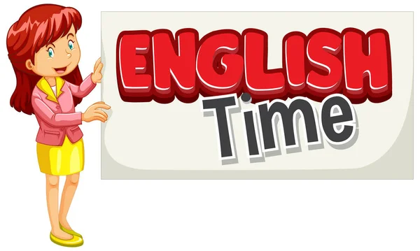 Font Design Word English Time English Teacher Illustration — Stock Vector