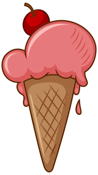 Helado Fresa Cono Sobre Fondo Blanco Ilustración — Archivo Imágenes Vectoriales