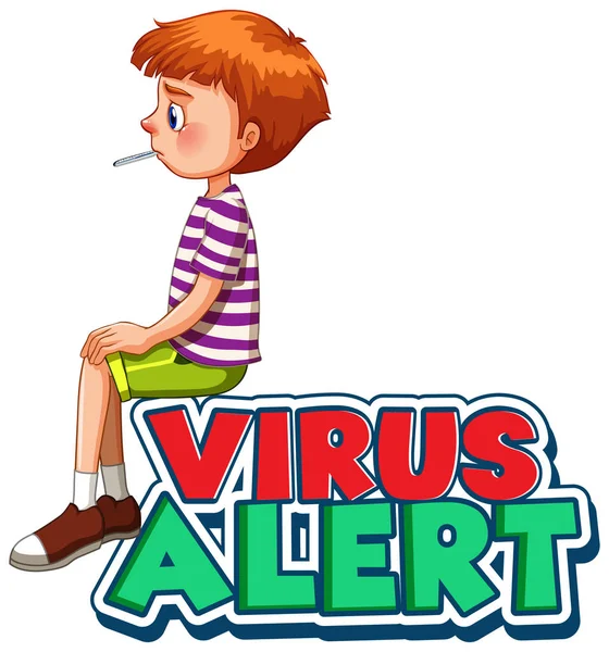 Projektowanie Czcionki Word Virus Alert Sick Boy Illustration — Wektor stockowy