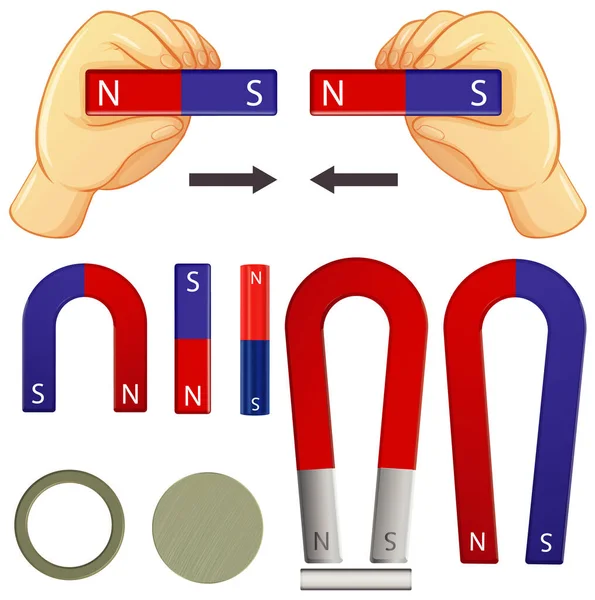 Jeu Aimants Différentes Formes Sur Fond Blanc Illustration — Image vectorielle