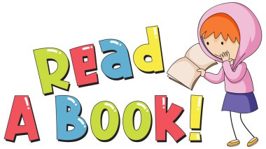 Çocuk kitabı illüstrasyonlu bir kitap okumak için yazı tipi tasarımı