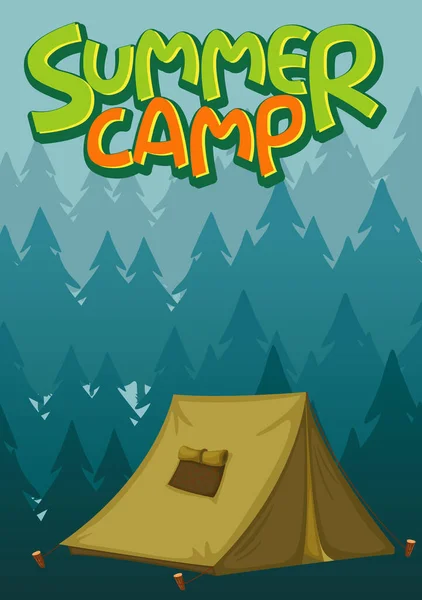Szenenbild Für Das Wort Sommerlager Mit Zelt Wald Illustration — Stockvektor