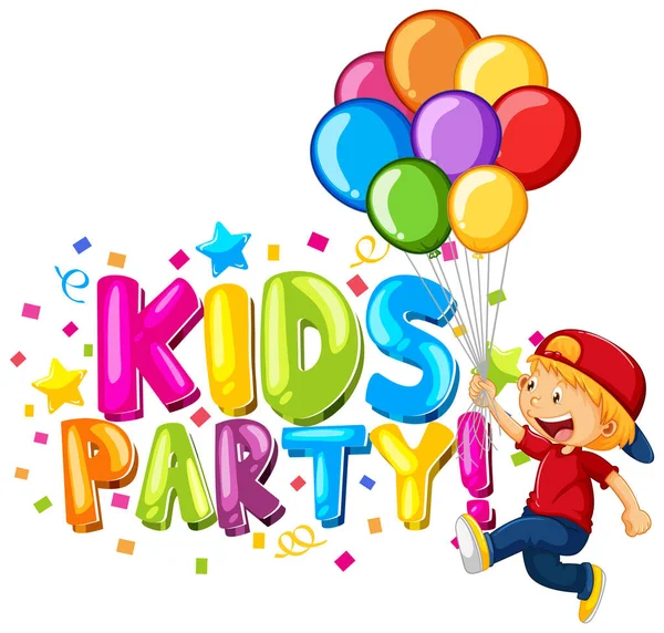 Font Design Word Kids Party Happy Kids Illustration — Stock Vector