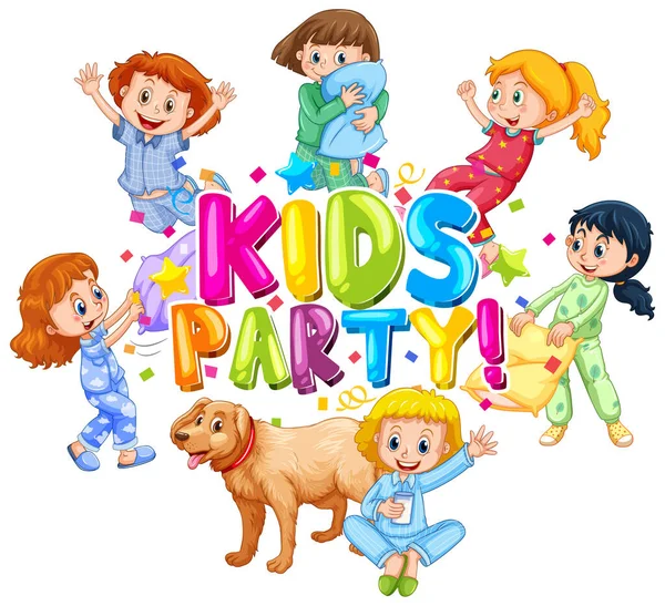 Návrh Písma Pro Word Kids Party Happy Kids Illustration — Stockový vektor