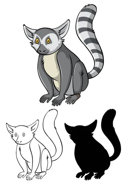 Uppsättning Lemur Tecknad Illustration — Stock vektor