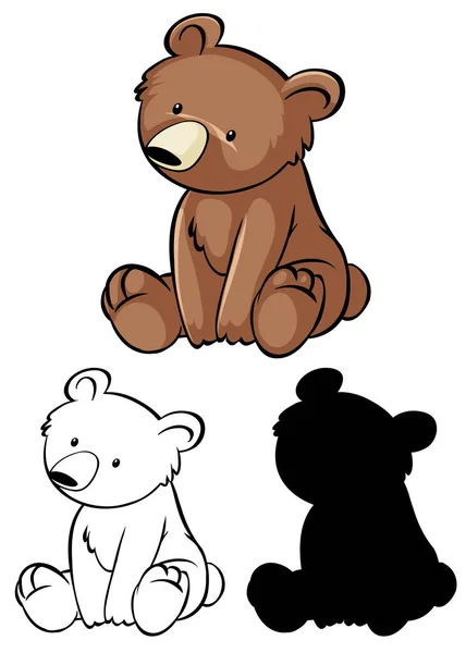 Sada Kreslených Medvědích Ilustrací — Stockový vektor