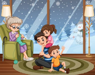 Aile resimleriyle evde kalan insanların olduğu sahne