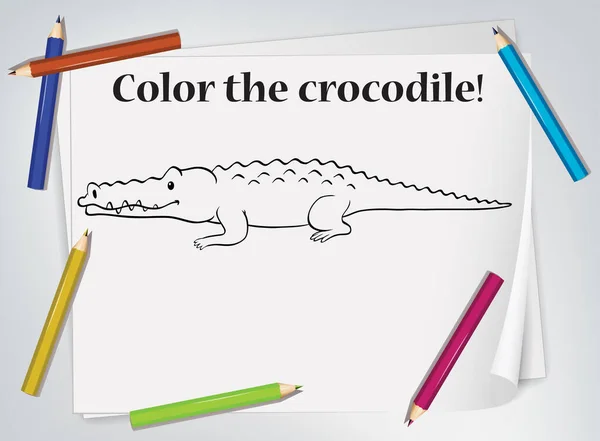 Illustration Feuille Calcul Pour Enfants Crocodile — Image vectorielle